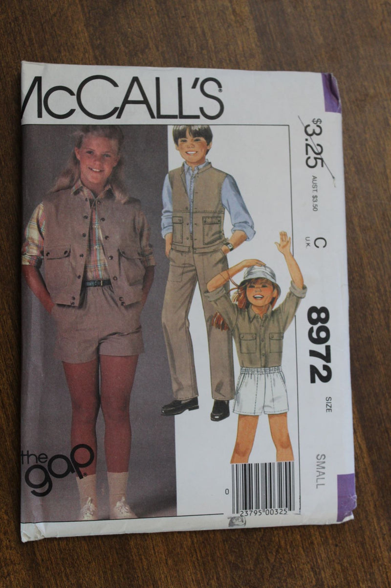 McCalls 8972, Childrens Vest, Shirt, Pants, Shorts, Separates, Uncut Sewing Pattern