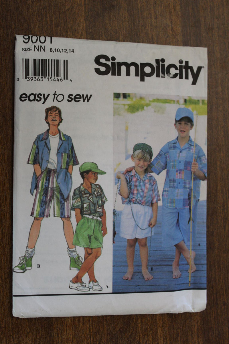 Simplicity 9001, Boys Shorts, Shirts, Cap, Uncut Sewing Pattern