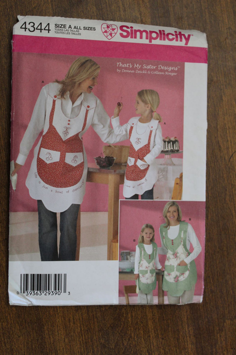 Simplicity 4344, Misses, Childrens Aprons, Uncut Sewing Pattern