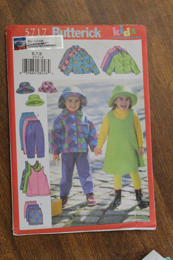 Butterick 5717, Girls Separates, Hats, Uncut Sewing Pattern