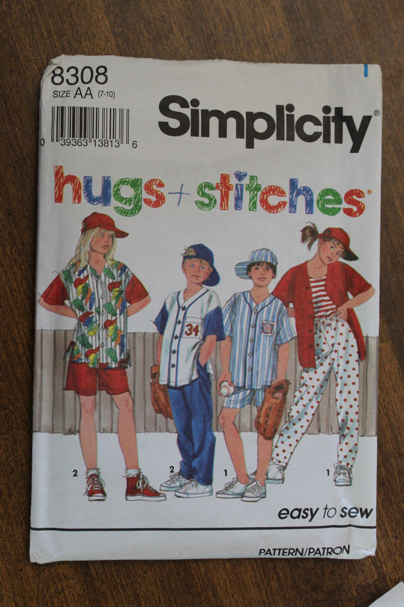 Simplicity 8308, Childrens Pants, Shorts, Shirts, Cap, Uncut Sewing Pattern