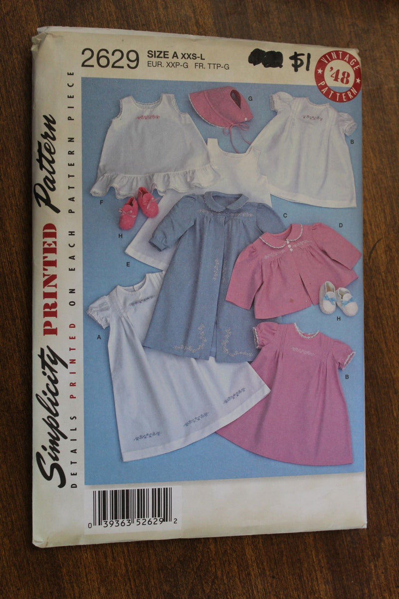 Simpliciity 2629, Babies Layettte, Uncut Sewing Pattern