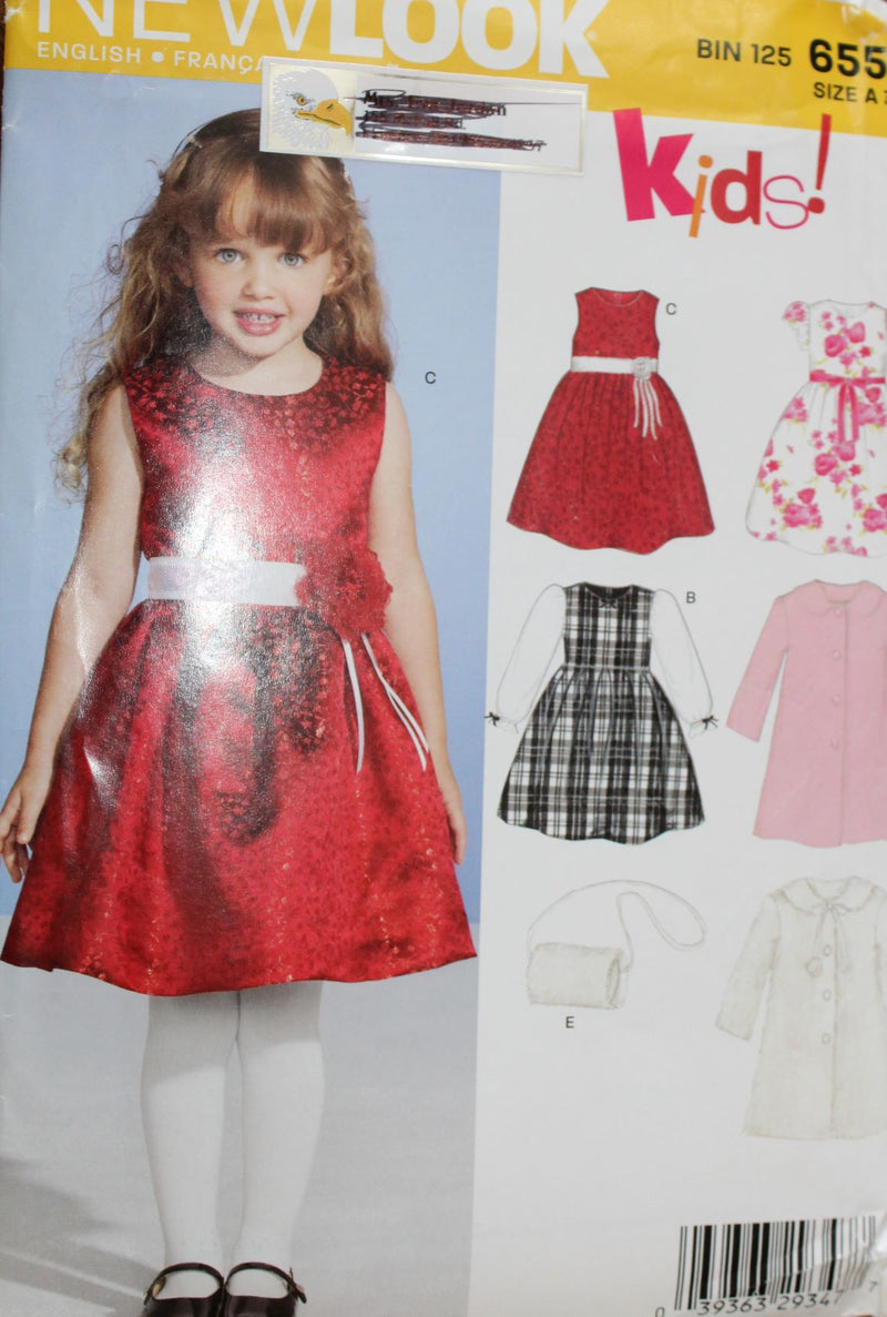 New Look 6556, Girls Dresses, Coats, Muff, Uncut Sewing Pattern