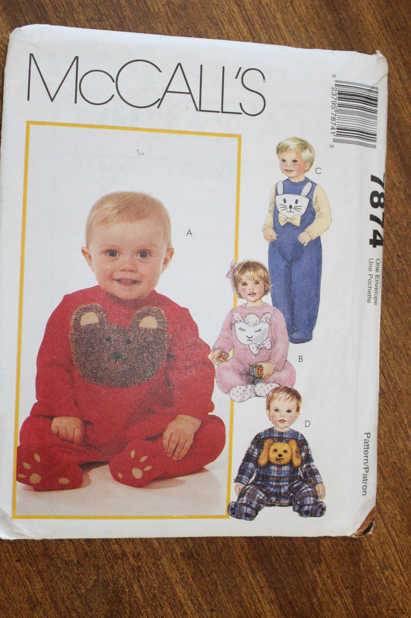 McCalls 7874, Infants Jumpsuits, Uncut Sewing Pattern