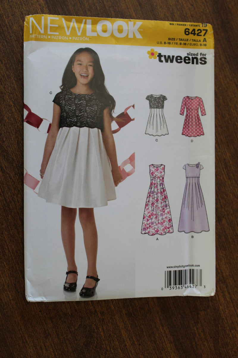 NewLook 6427, Girls Dresses, Uncut Sewing Pattern