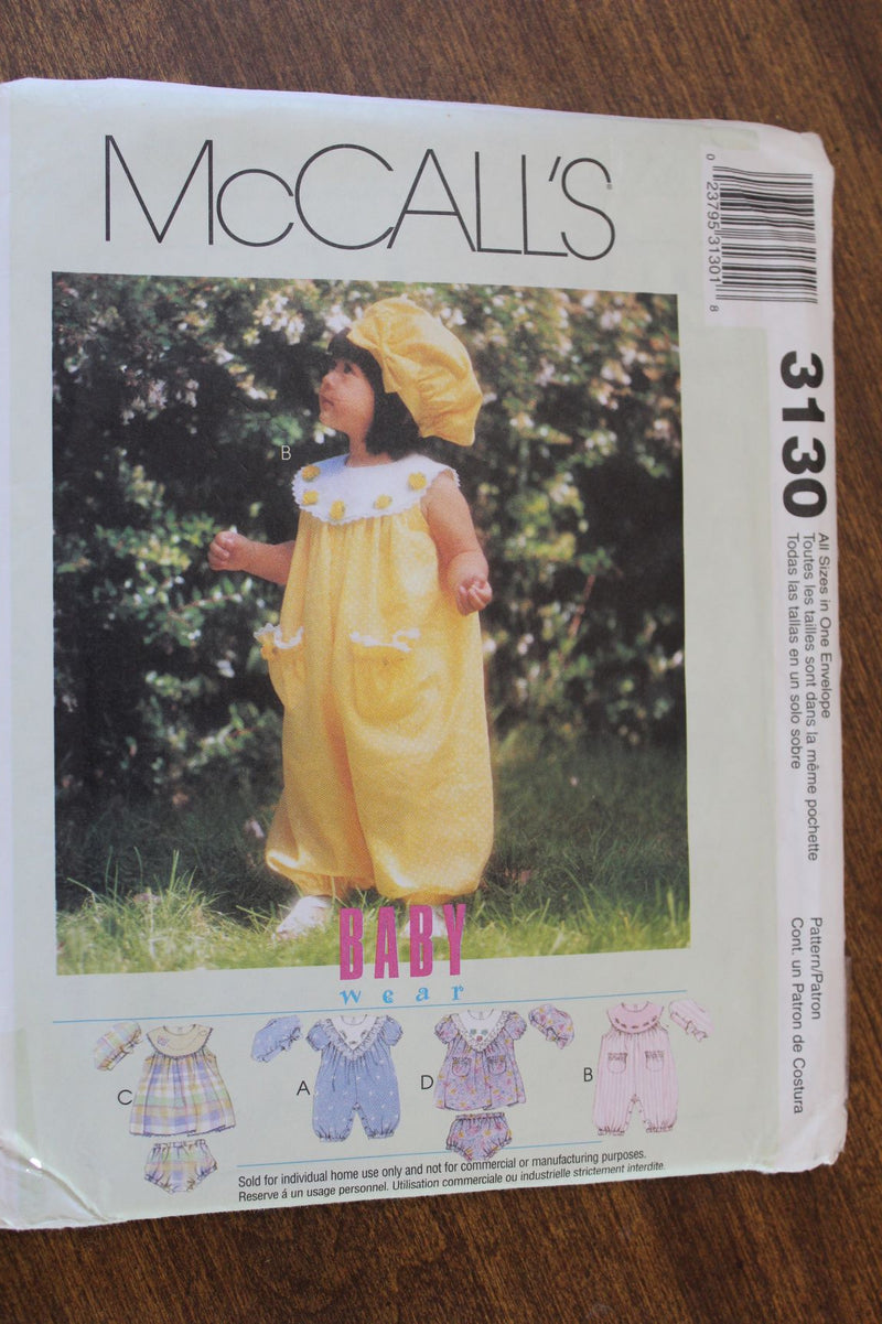 McCalls 3130, Girls Rompers, Dresses, Hats, Panties, Uncut Sewing Pattern