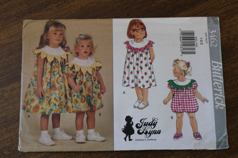 Butterick 3462, Girls Dresses and Rompers, Uncut Sewing Pattern