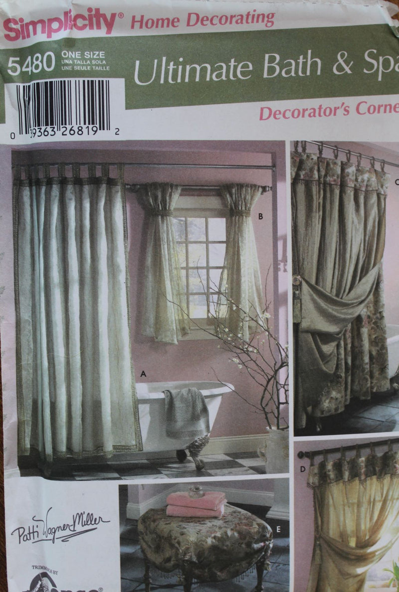 Simplicity 5480, Window Treatments, Shower Curtain, Chair Cover, Uncut Sewing Pattern