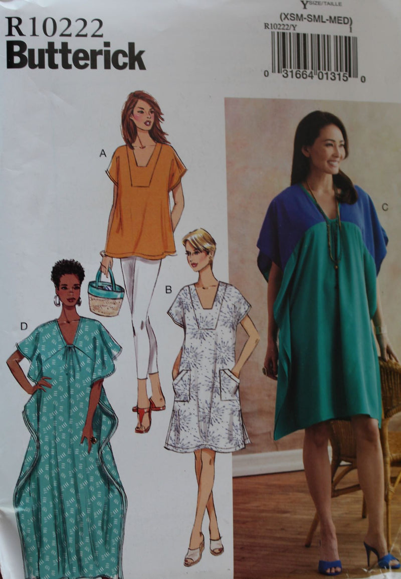 Butterick R10222, Misses Tunics, Caftans, Dresses, Uncut Sewing Pattern
