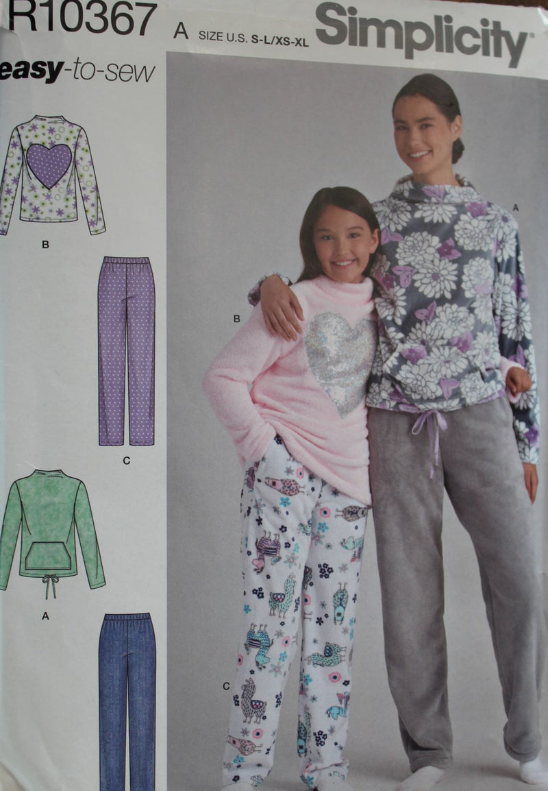 Simplicity R10367, Misses, Girls, Tops, Pants, Uncut Sewing Pattern