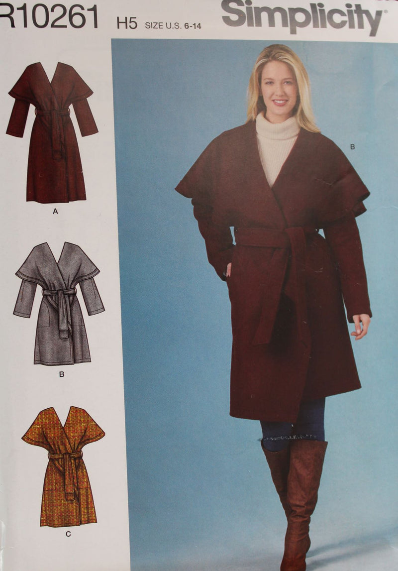 Simplciity R10261, Misses Coats, Wrap Style, Uncut Sewing Pattern