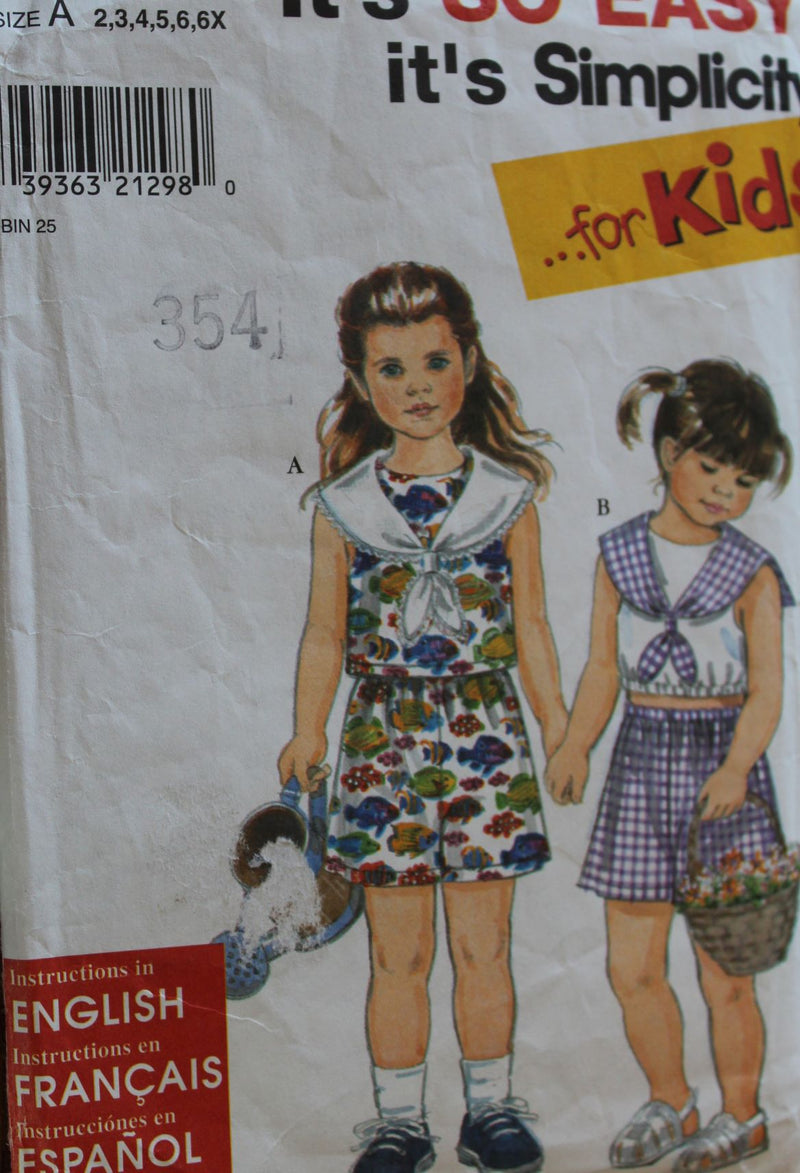 Simplicity 8064, Girls Shorts, Tops, Uncut Sewing Pattern