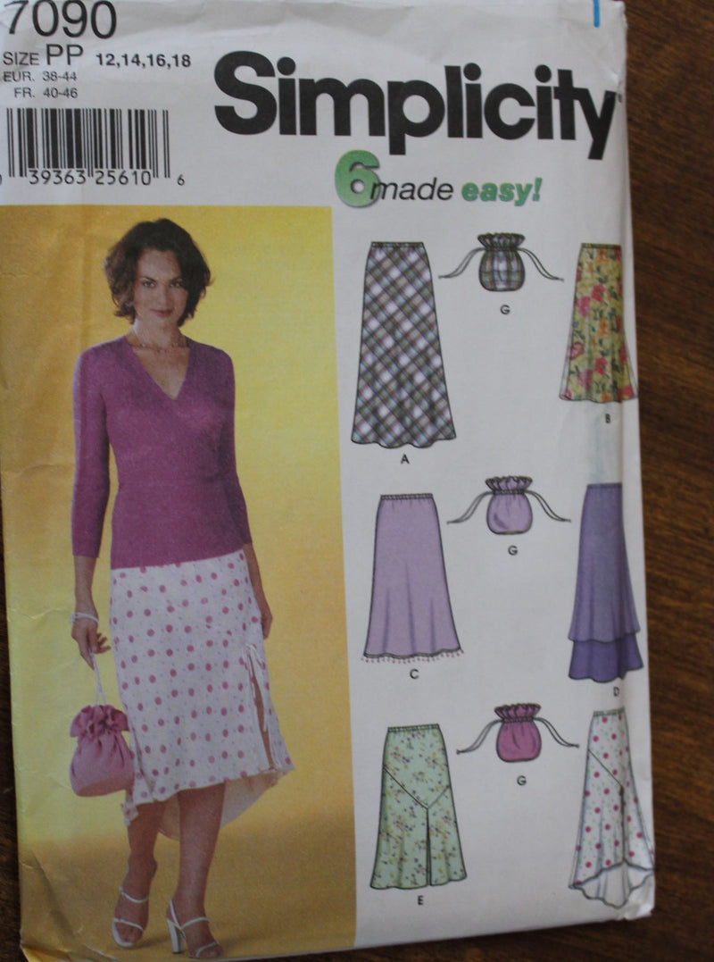 Simplicity 7090, Misses Skirts, Bags, Uncut Sewing Pattern