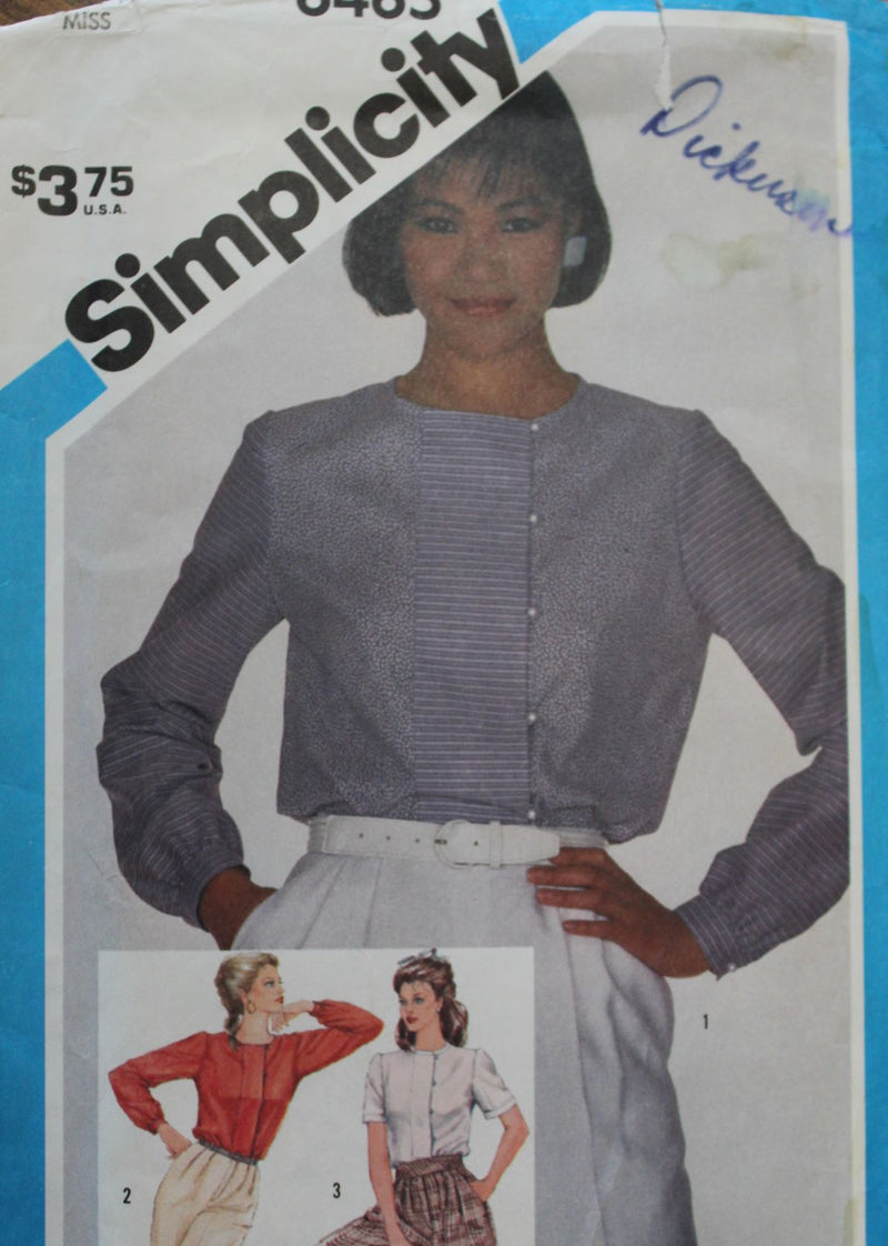Simplicity 6465, Misses Blouses, Uncut Sewing Pattern