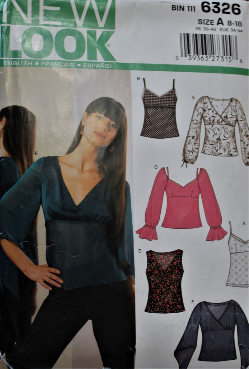 New Look 6326, Misses Tops, Pullover Style, Uncut Sewing Pattern