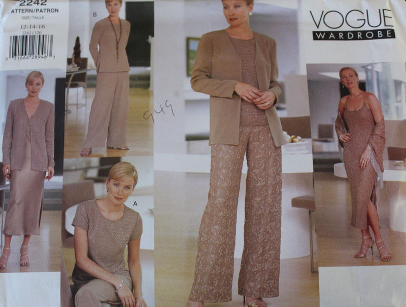 Vogue 2242, Misses Separates, Evening Wear, Uncut Sewing Pattern