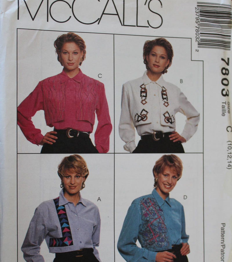 McCalls 7803, Misses Shirts, Uncut Sewing Pattern