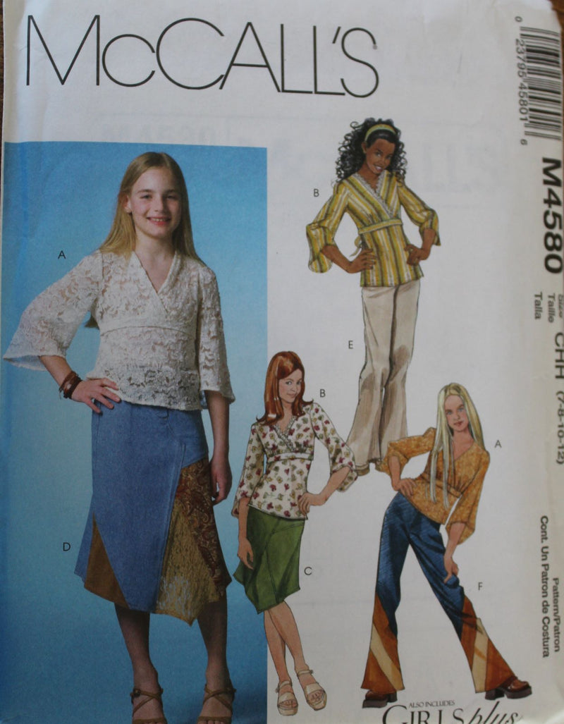 McCalls M4580, Girls Separates, Uncut Sewing Pattern, Sz Varies