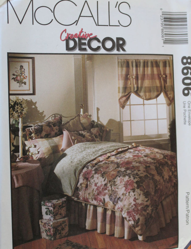 McCalls 8606, Bedding, Table Linens, Window Treatments, Uncut Sewing Pattern