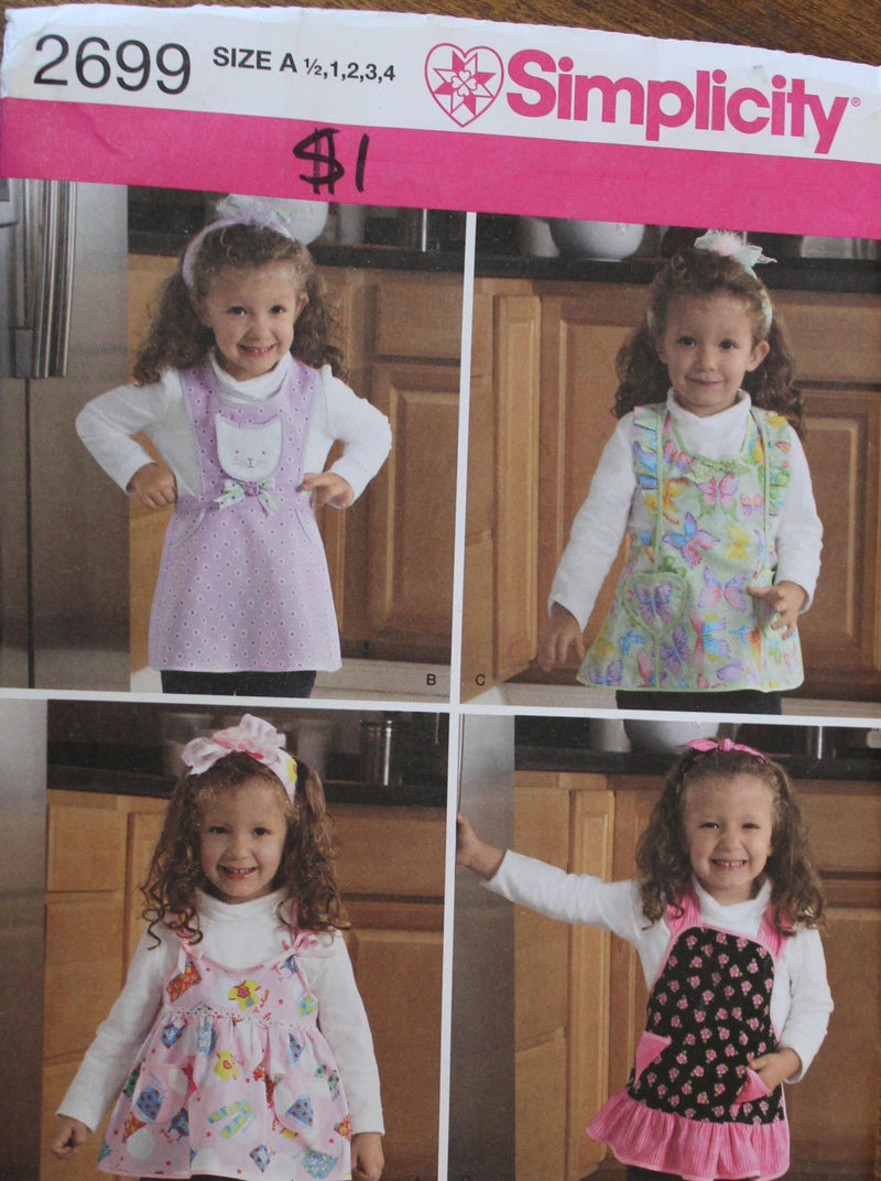 Simplicity 2699, Girls Aprons, Uncut Sewing Pattern