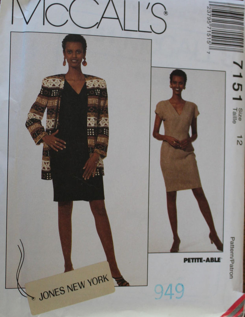 McCalls 7151, Misses Dress, Jacket, Uncut Sewing Pattern
