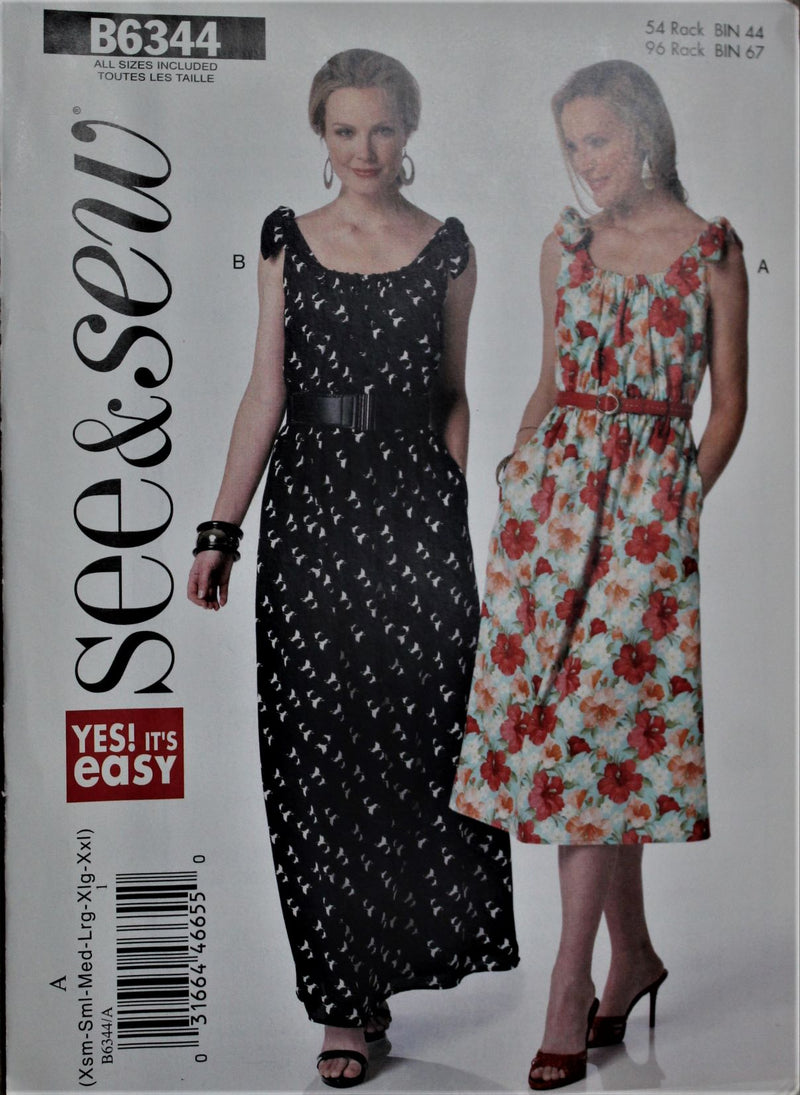 Butterick See & Sew B6344, Misses Dresses, Uncut Sewing Pattern