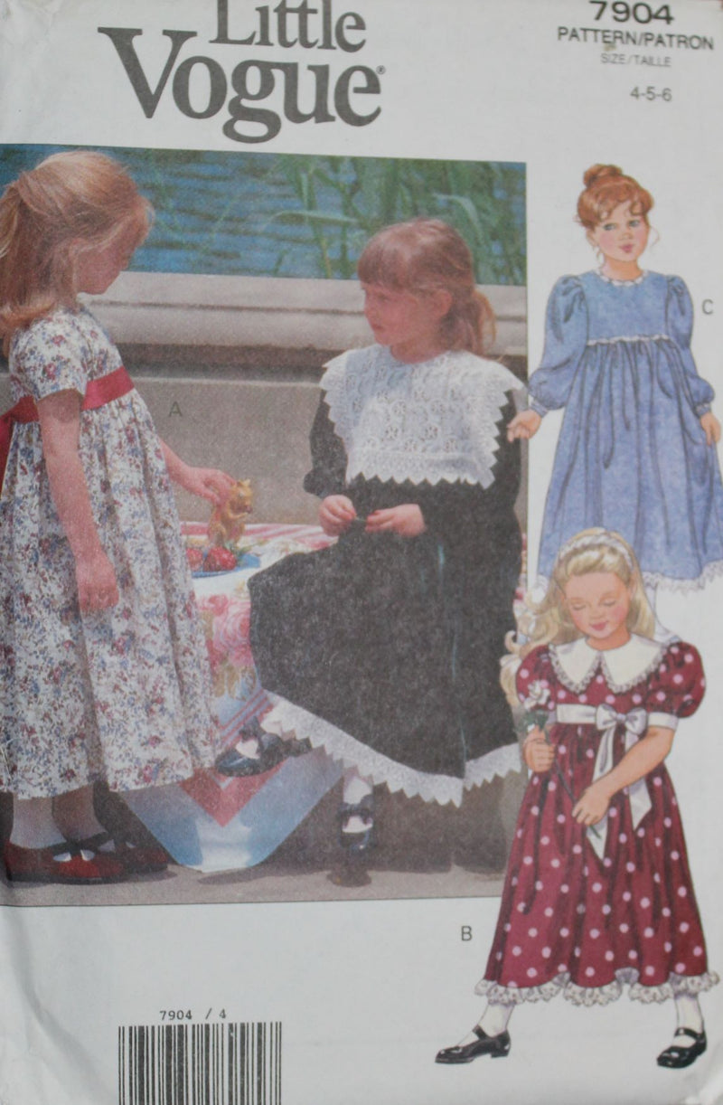 Little Vogue 7904, Girls Dresses, Uncut Sewing Pattern