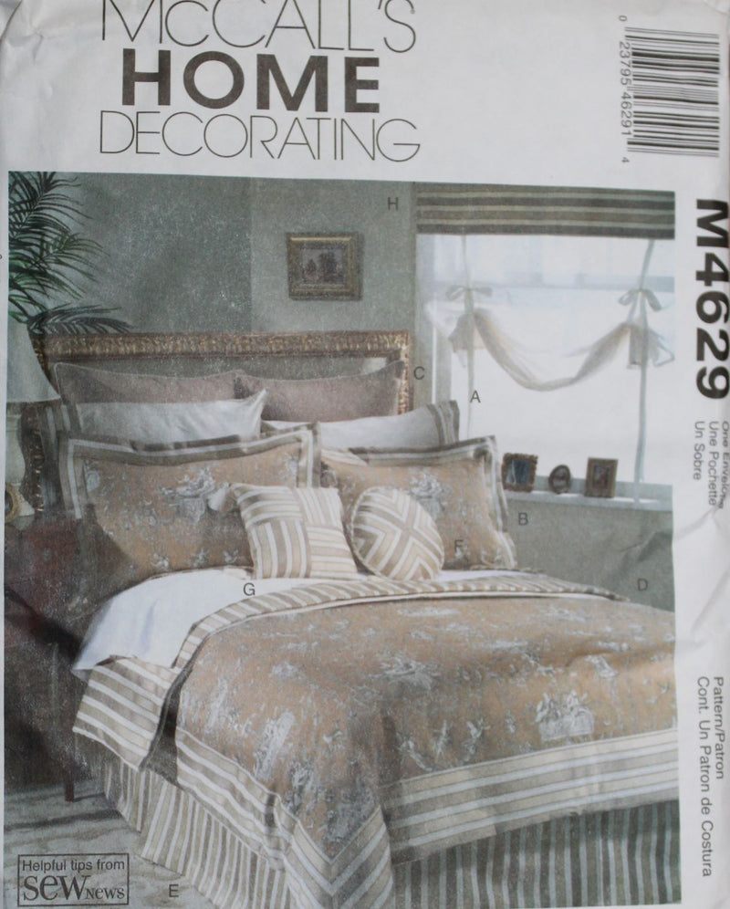 McCalls M4629, Bedding, Window Treatments, Uncut Sewing Pattern