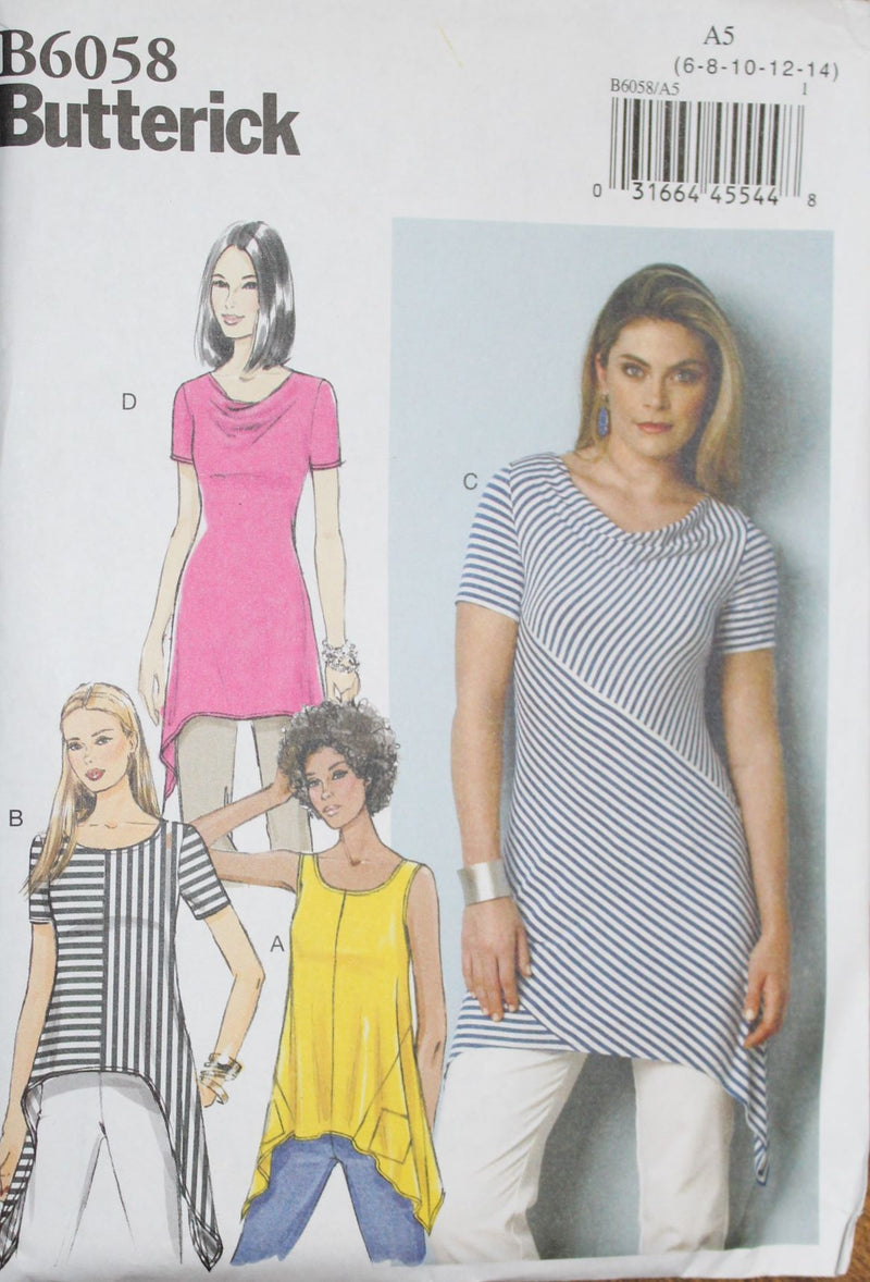 B6058 Butterick, Misses Tunics, Uncut Sewing Pattern