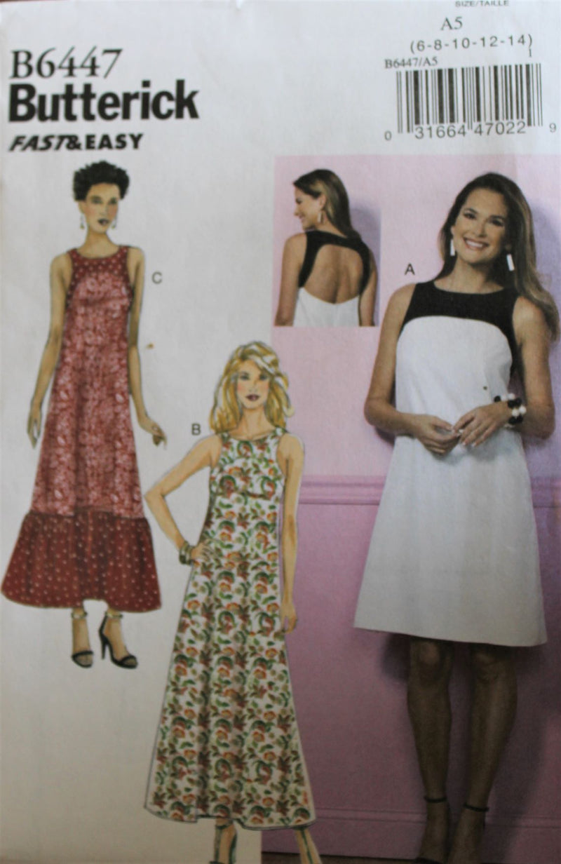 Butterick B6447, Misses Dresses, Uncut Sewing Pattern