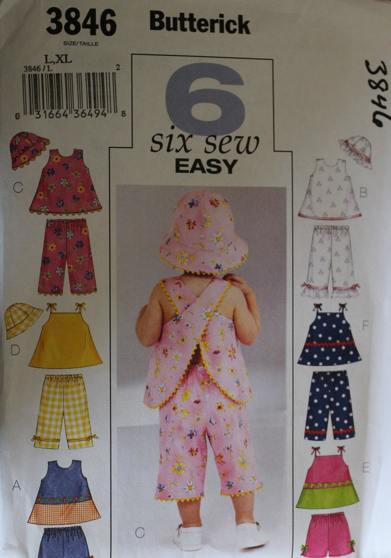 Butterick 3846, Girls Dresses, Pants, Tops, Separates, Uncut Sewing Pattern