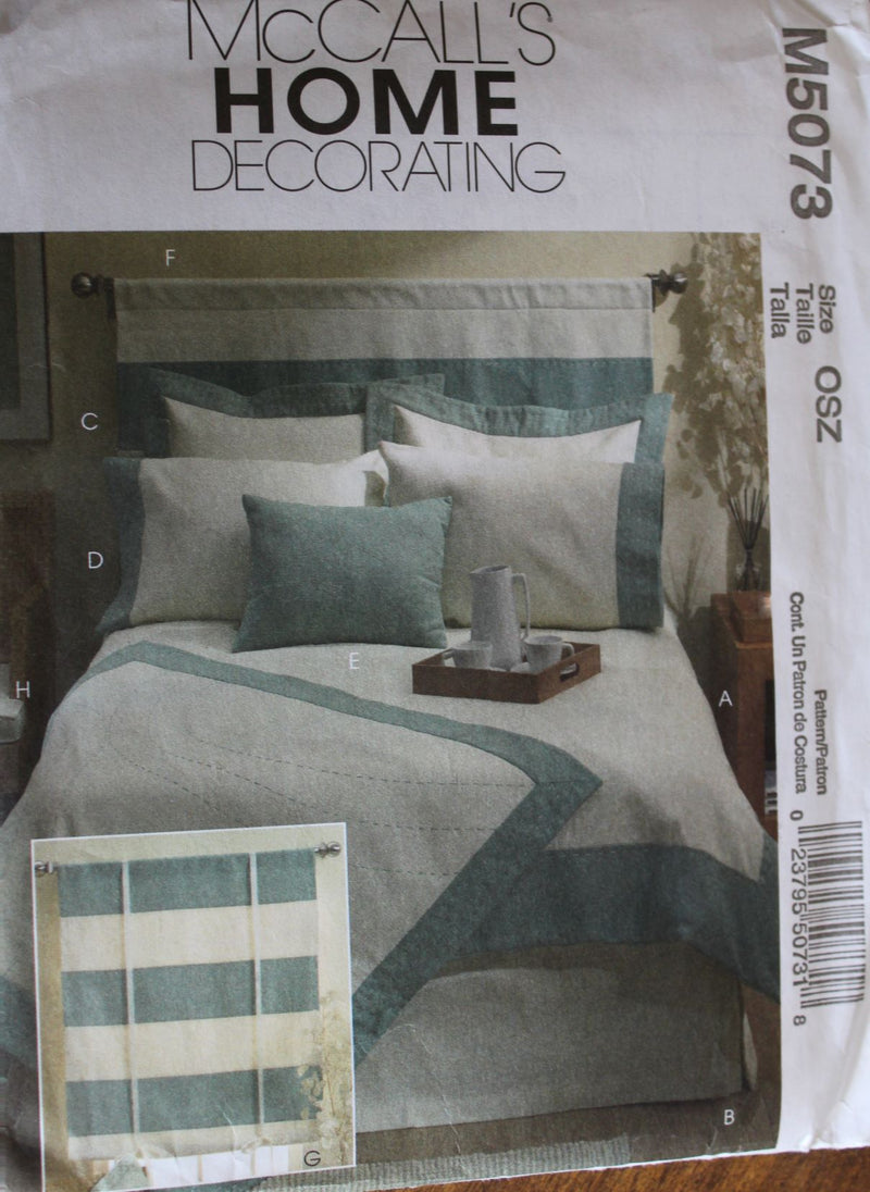 McCalls M5073, Bedding, Window Treatments, Pillows, Home Decor, Uncut Sewing Pattern
