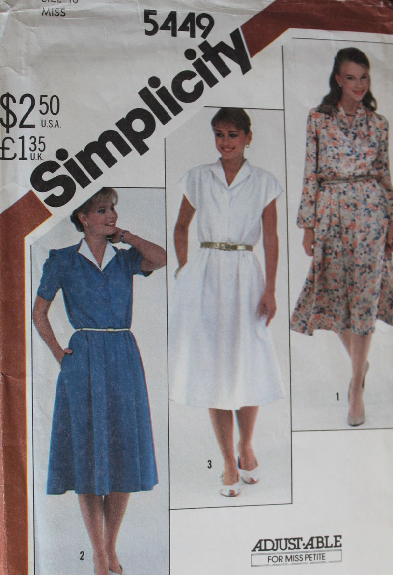 Simplicity 5449, Misses Dresses, Uncut Sewing Pattern