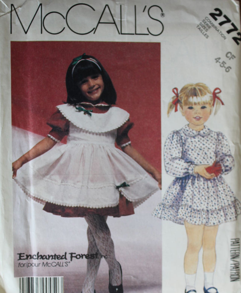 McCalls 2772, Girls Dresses with Pinafore, Uncut Sewing Pattern