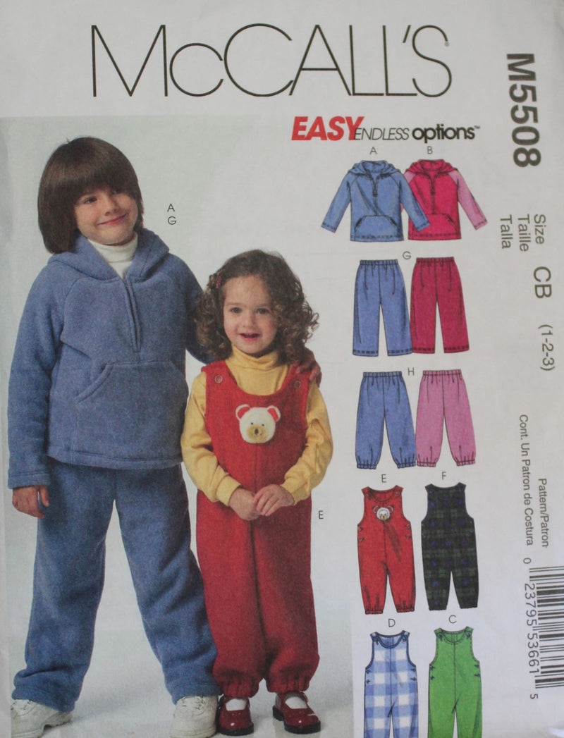 McCalls M5508, Childrens Tops, Jumpsuits, Pants, Uncut Sewing Pattern