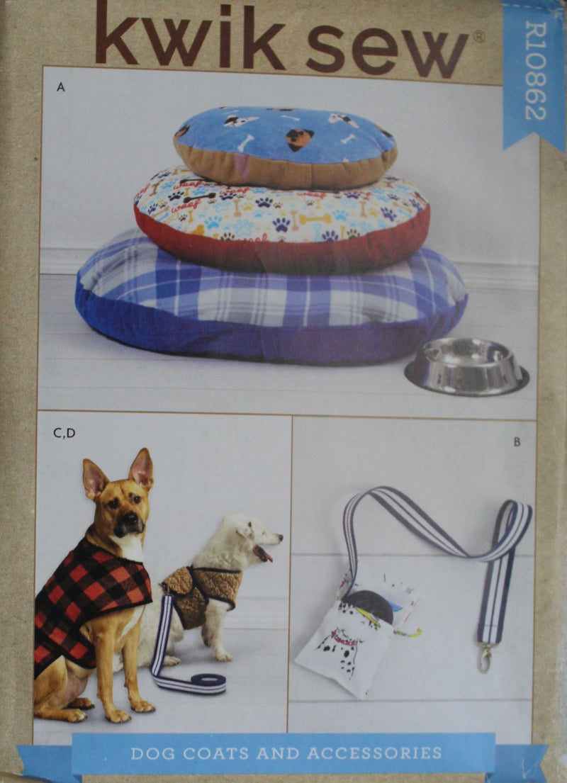 kwik Sew R10862, Dog Beds, Dog Coats, Leash, Uncut Sewing Pattern, Crafts