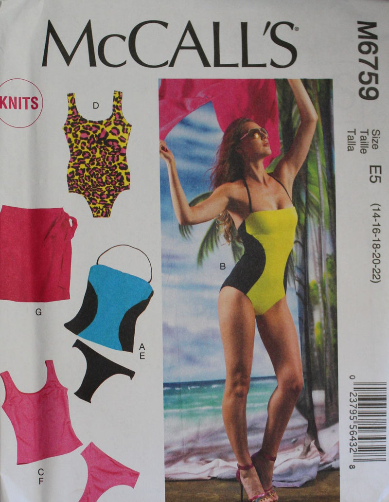 McCalls M6759, Misses Swimsuits, Uncut Sewing Pattern