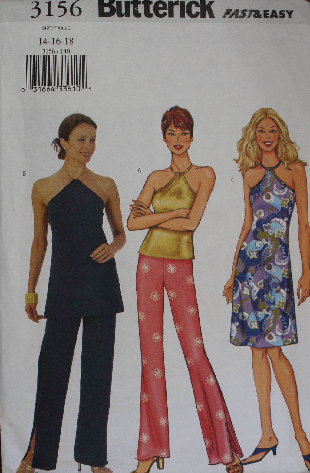 Butterick 3156, Misses Tops, Dresses, Pants, Uncut Sewing