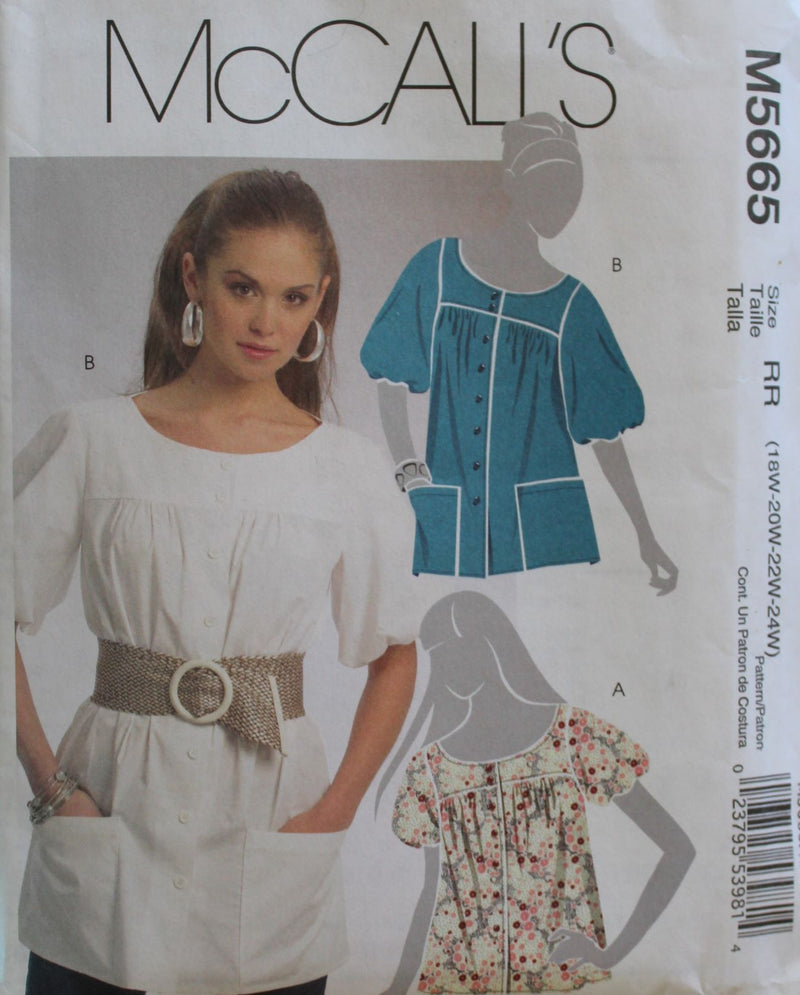 McCalls M5665, Misses Tops, Uncut Sewing Pattern