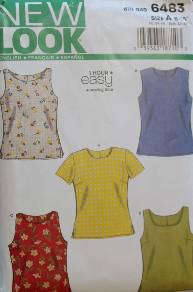 NewLook 6483, Misses Tops, Uncut Sewing Pattern