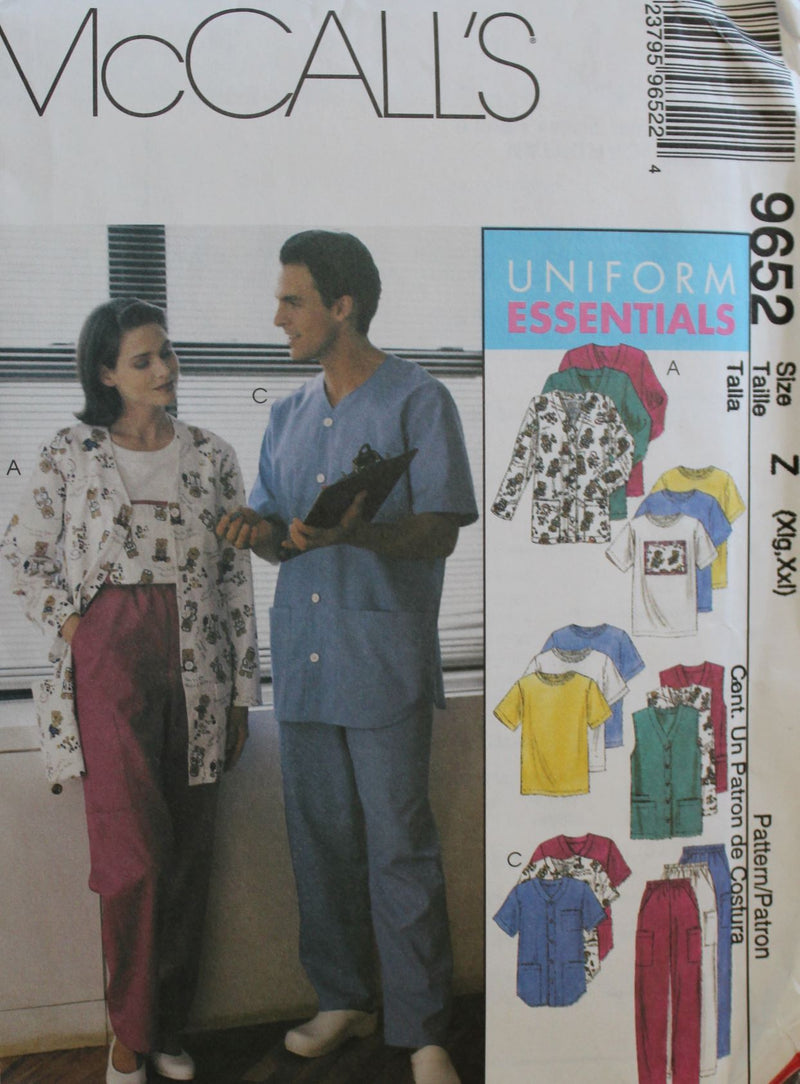 Mccalls 9652, Mens, Womens Uniforms, Uncut Sewing Pattern