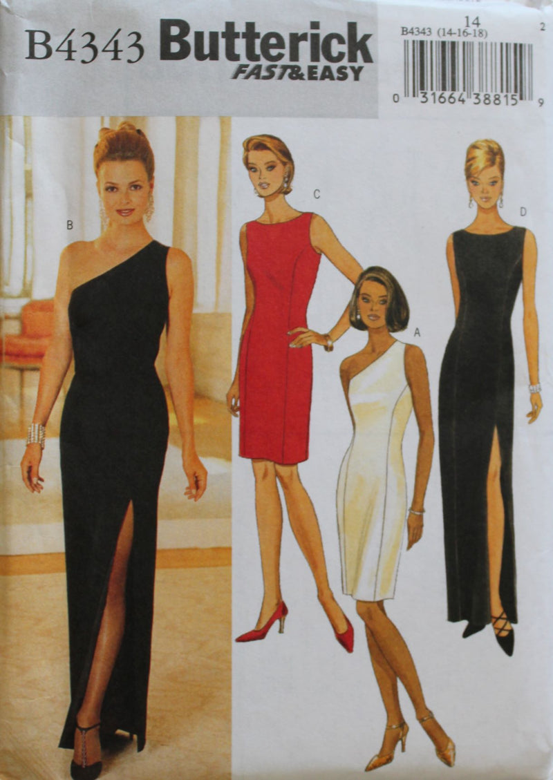 Butterick B4343, Misses Formals, Dresses, Evening Wear, Uncut Sewing Pattern