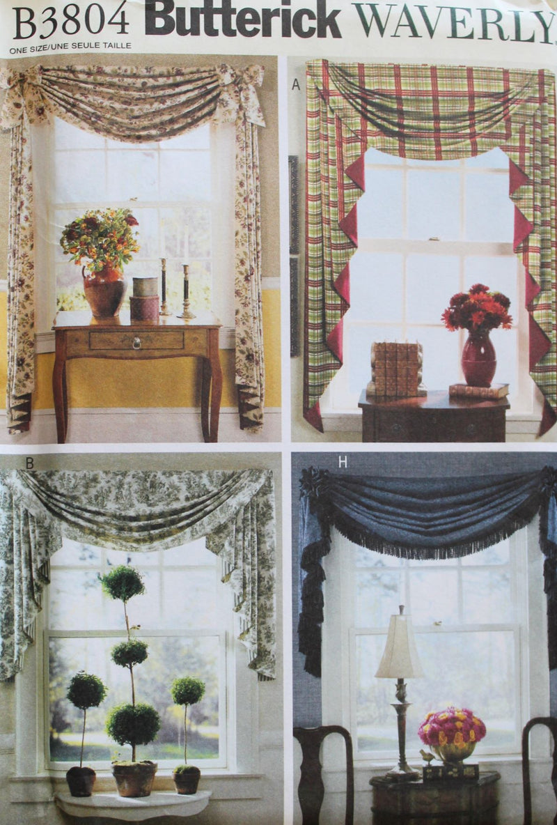 Butterick B3804, Window Treatments, Swags, Jabots, Uncut Sewing Pattern