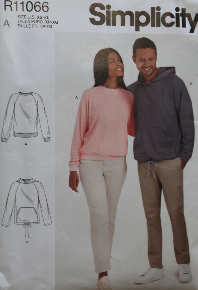 Simplicity R10945 Misses Mens Sweatshirt Uncut Sewing Pattern