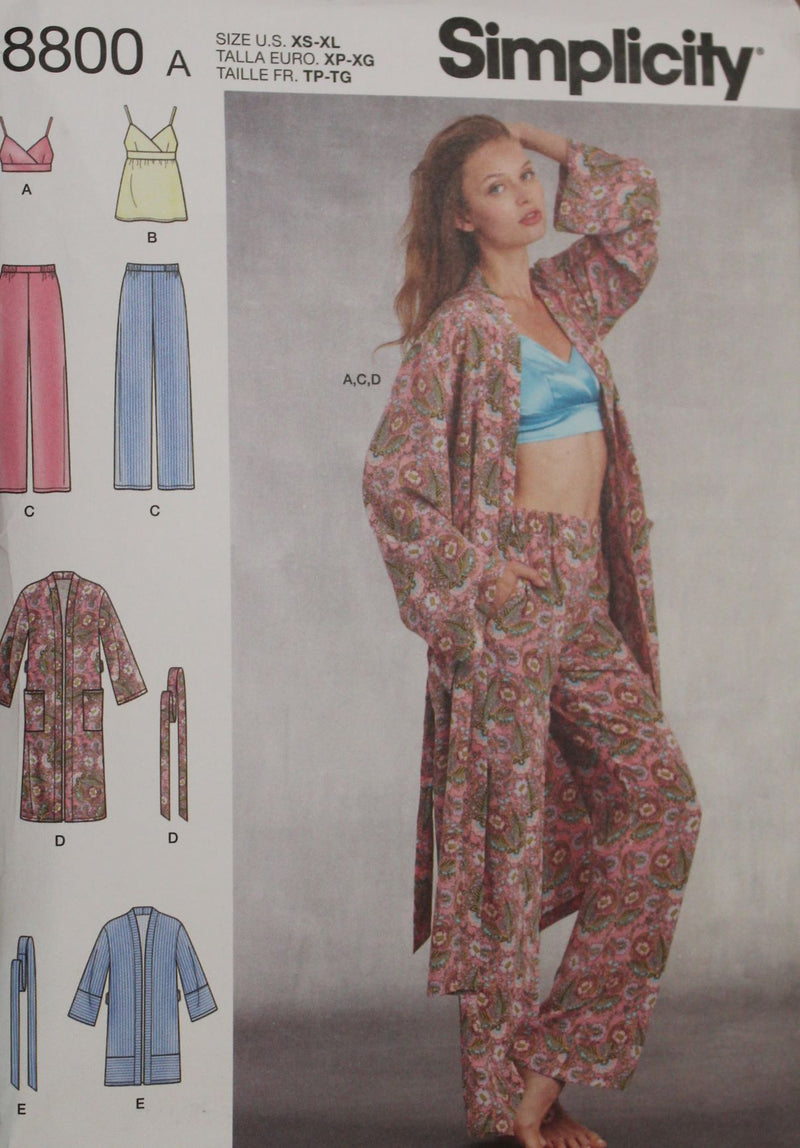 Simplicity 8800, Misses Sleepwear, Robes, Uncut Sewing Pattern
