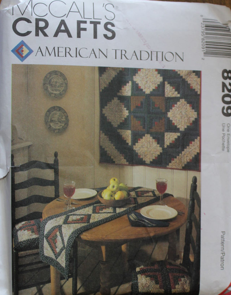 McCalls 8209, Apron, Table Linens, Chair Pads, Wall Hanging, Uncut Sewing Pattern, Crafts