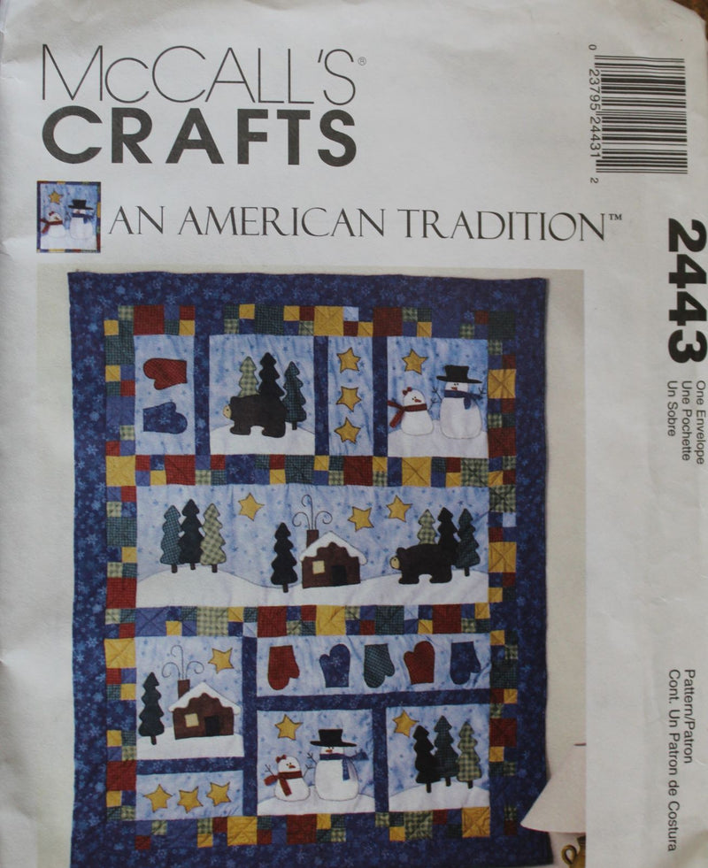 McCalls 2443, Crafts, Winter Quilt, Stockings, Pillows, Mantle Cover, Uncut Sewing Pattern