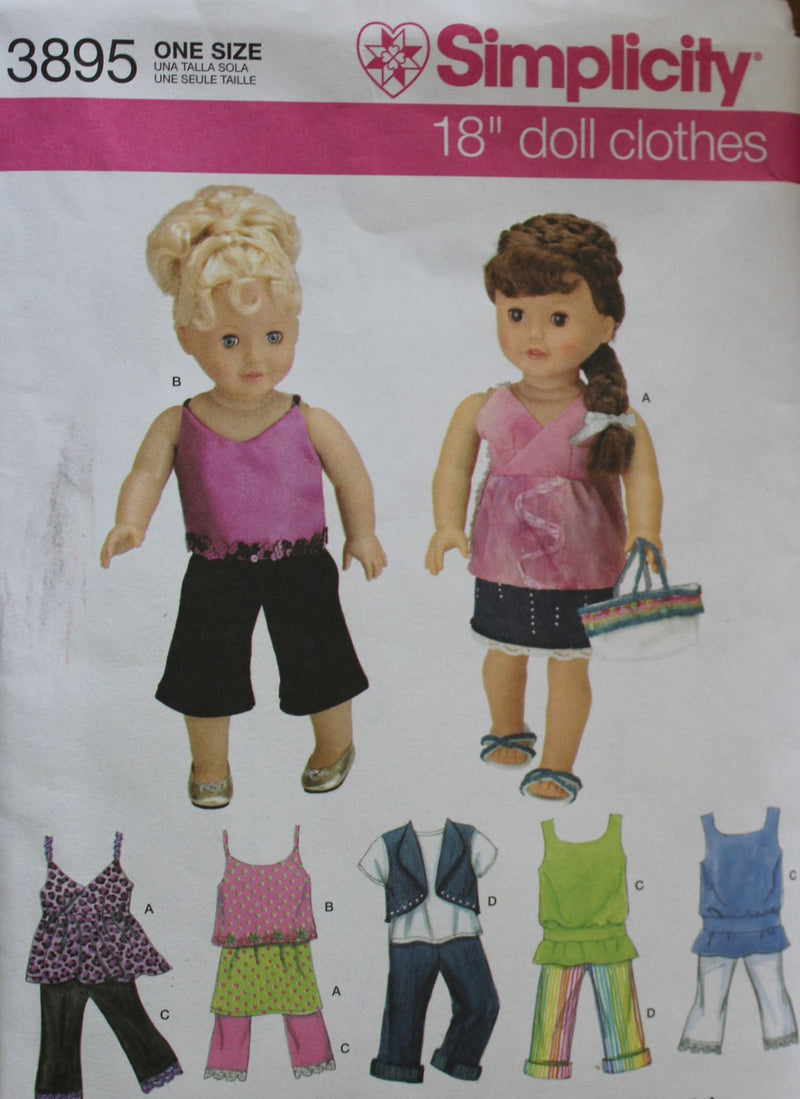 Simplicity 3895, Doll Clothing, Crafts, Sewing Pattern