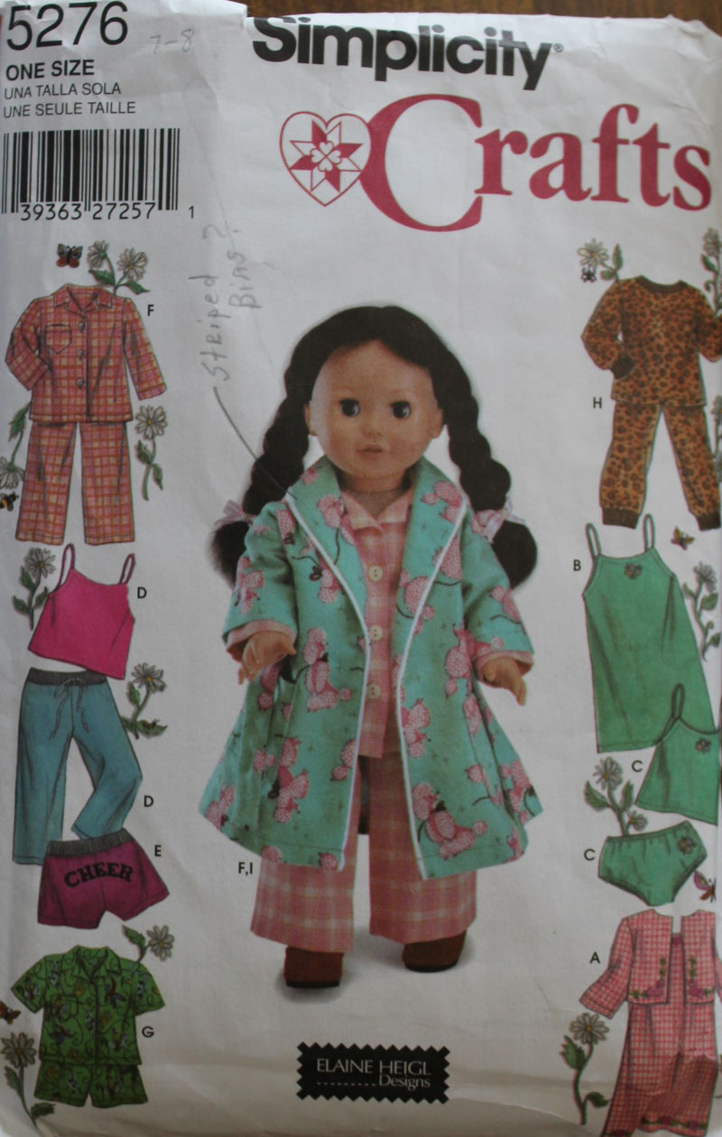 Simplicity 5276, Doll Clothing, Crafts, Sewing Pattern