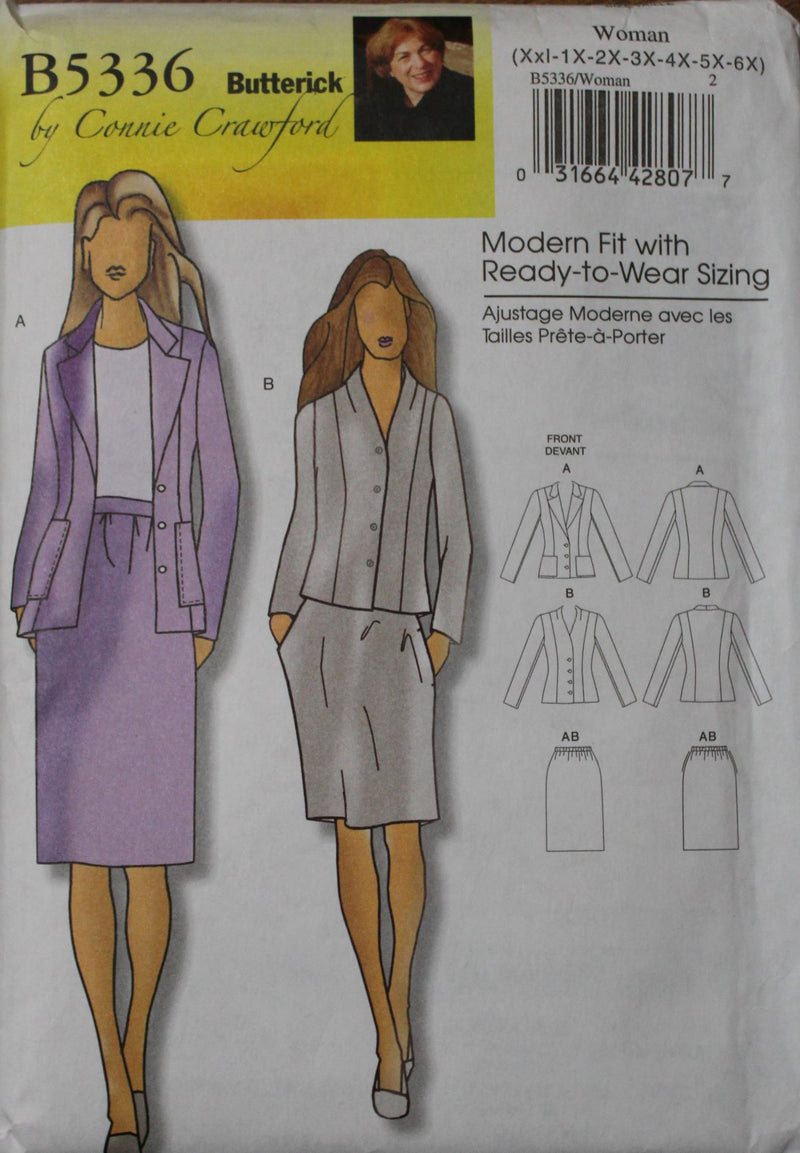 Butterick B5336, Misses Skirts, Lined Jacket, Uncut Sewing Pattern